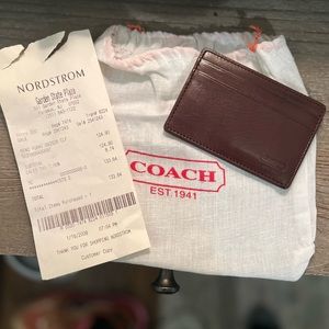 Brand New Brown Coach Card Holder/Money Clip